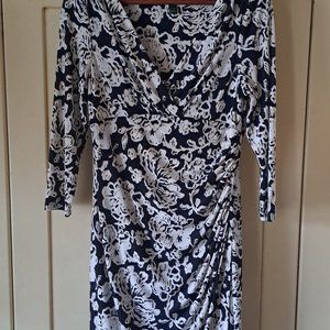 Lauren Ralph Lauren Women's Floral Print Ruched Dress Size 8